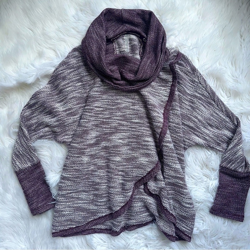 Calvin Klein • Performance Cowl Neck Long Sleeve Cross Over Wrap Sweater